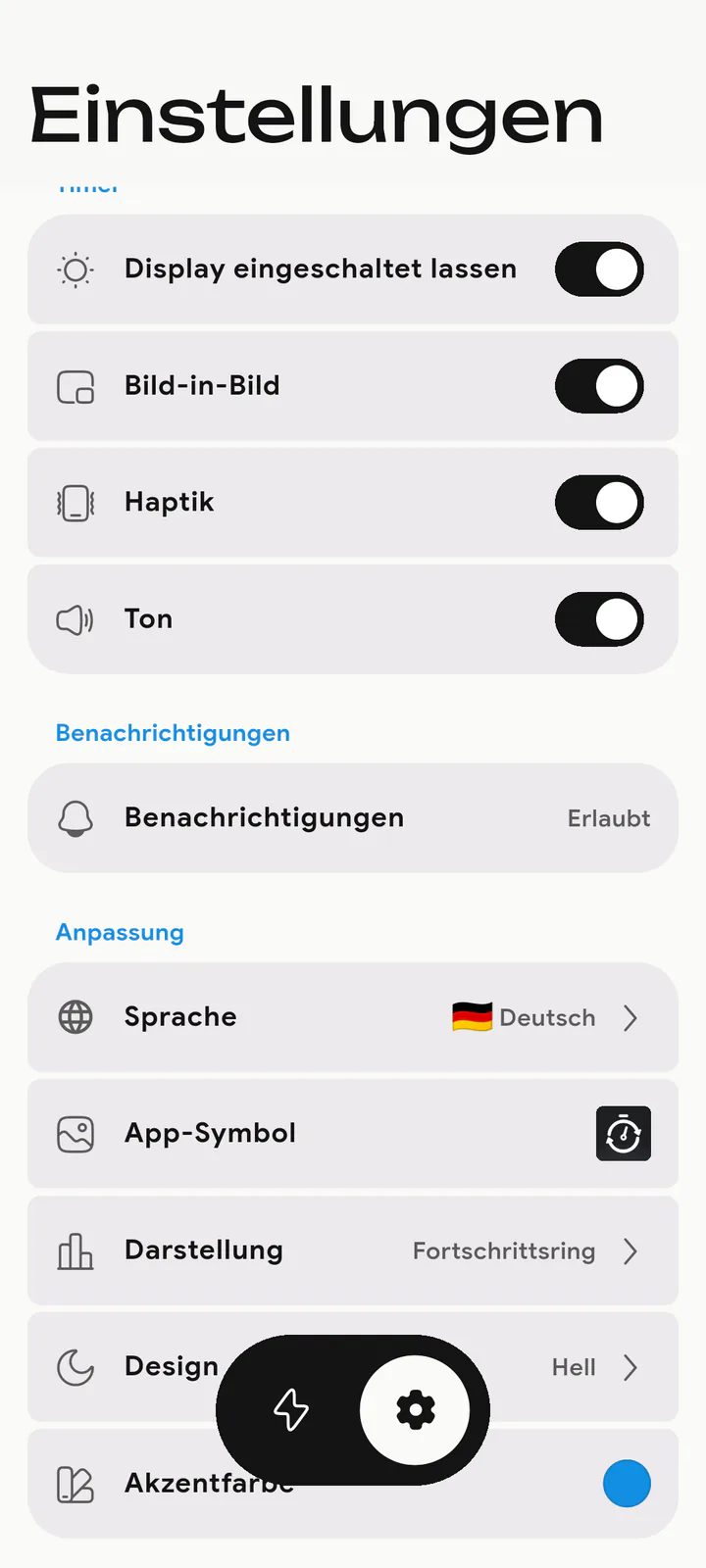 Loop Anpassungseinstellungen