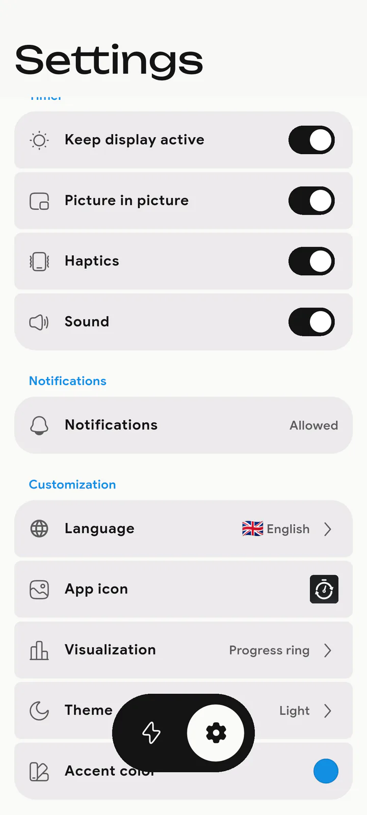 Loop customization settings
