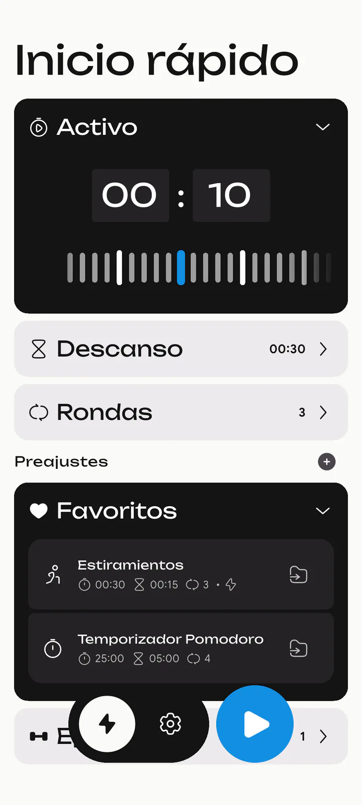 Inicio rápido de Loop con intervalos y preajustes