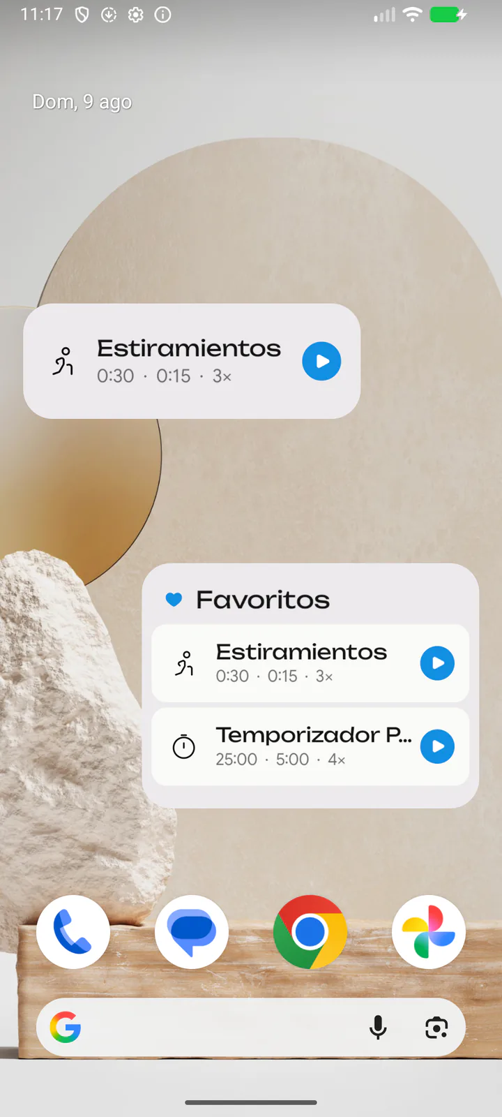 Empieza desde la pantalla de inicio. Widgets Android para preajuste, favoritos o categoría