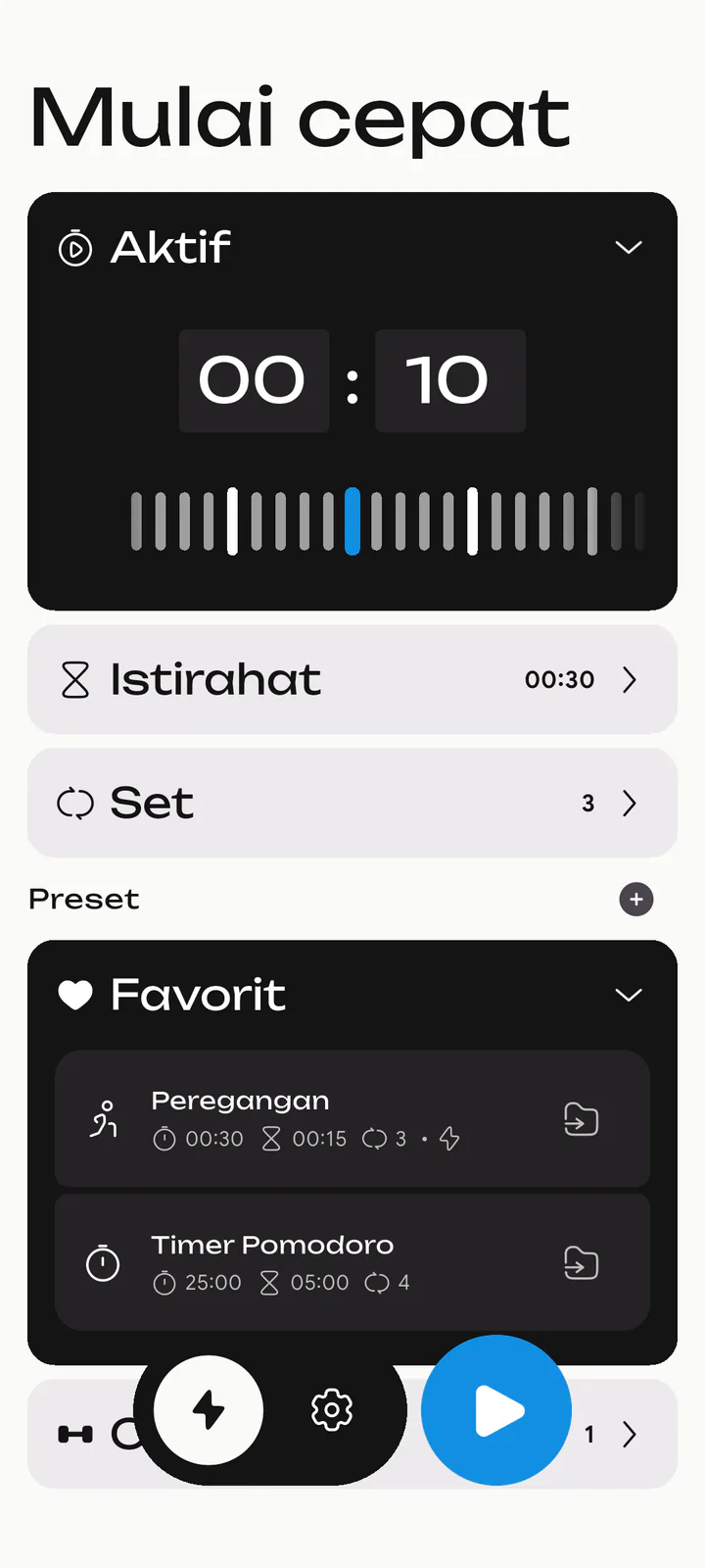 Mulai cepat Loop dengan pengaturan interval dan preset