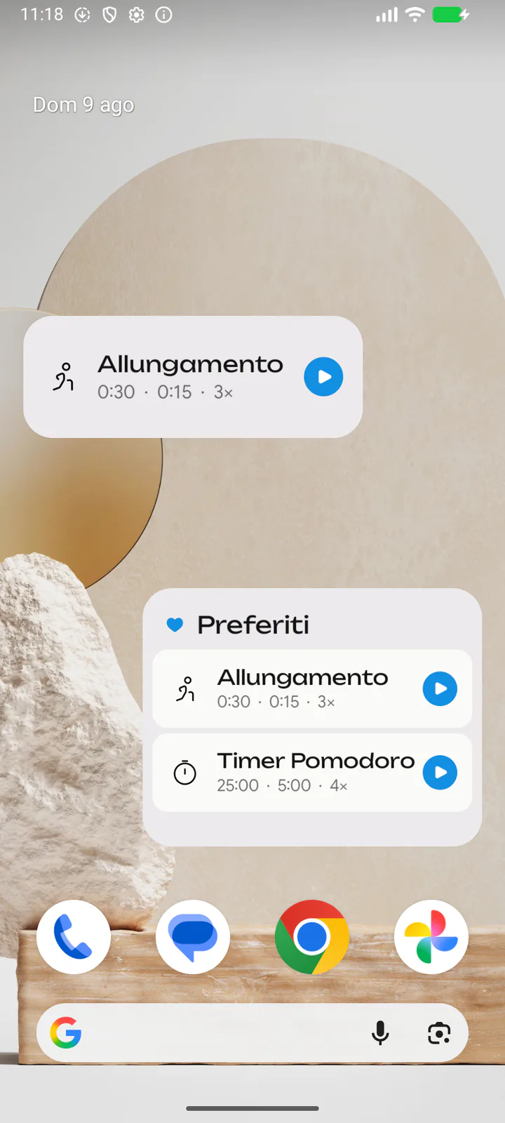 Avvia dalla schermata Home. Widget Android per preimpostazione, preferiti o categoria