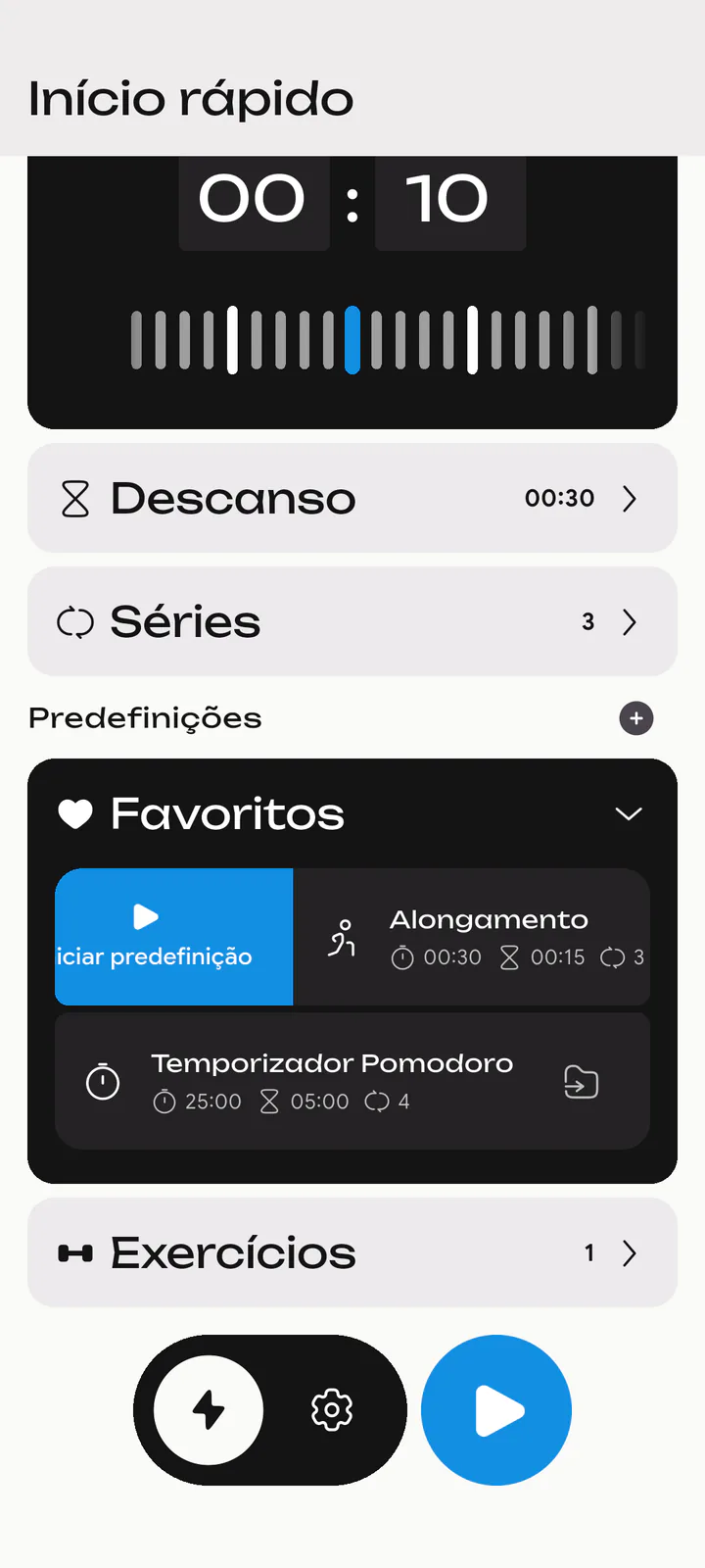 Suas rotinas estão prontas. Marque favoritas e crie categorias com ícones